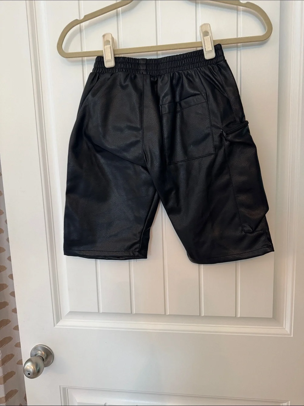 Fashion Nova Black Faux Leather Cargo Shorts